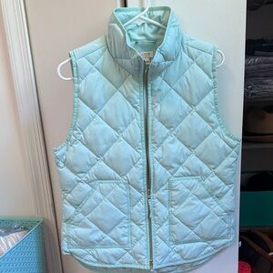 J Crew Quilted Puffer Vest Aqua Blue Womens‎ Size Medium Streetwear Layering
